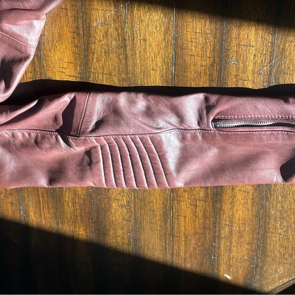 Black rivet oxblood leather women’s jacket